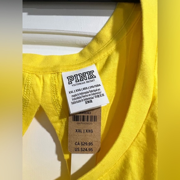 NEW NWT VS Victoria secret‎ PINK yellow tank w/ cut out XXL - Picture 3 of 4